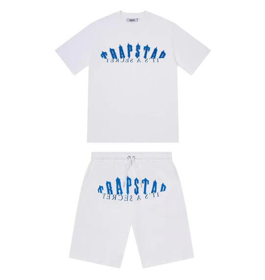 TRAPSTAR DE-CON ARCH SHORT SET WHITE/BLUE