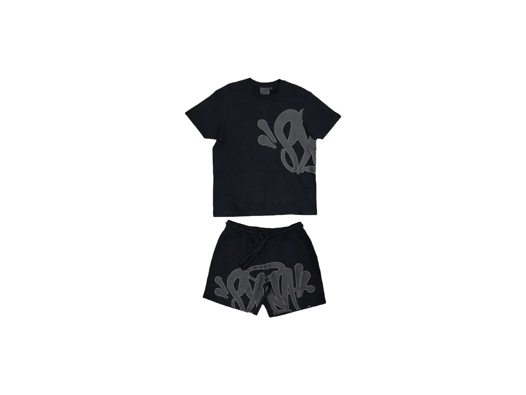 SYNA WORLD T-SHIRT & SHORTS LOGO SET - BLACK / GREY