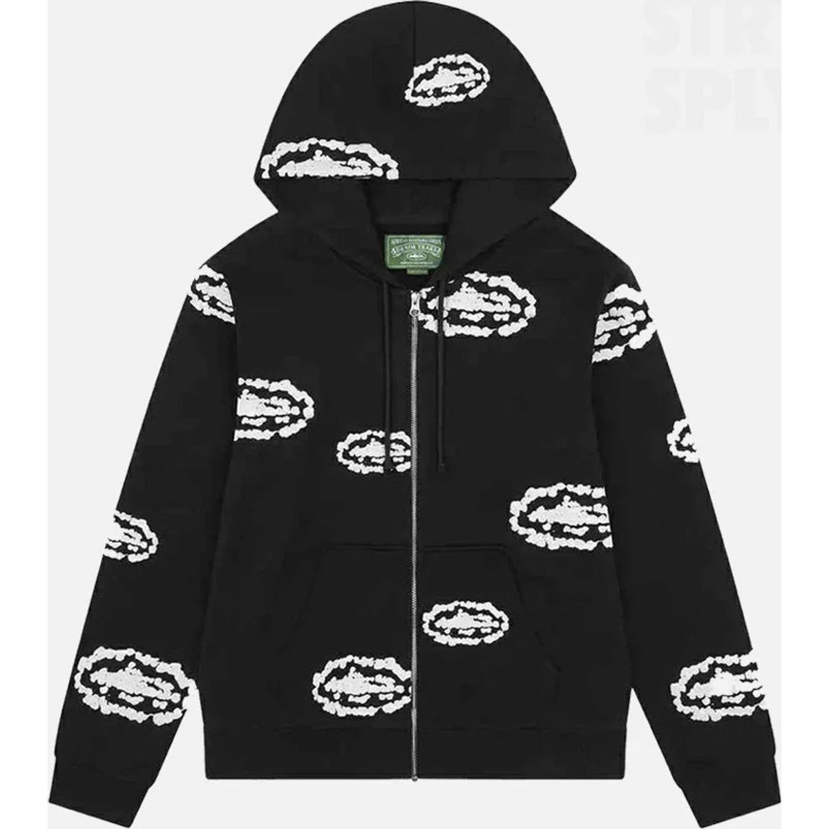 DENIM TEARS X CORTEIZ RTW COTTON WREATH ZIP-UP HOODIE - BLACK