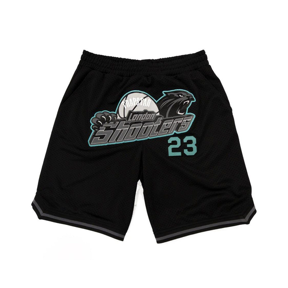 TRAPSTAR SHOOTERS BASKETBALL SHORTS - BLACK/TEAL