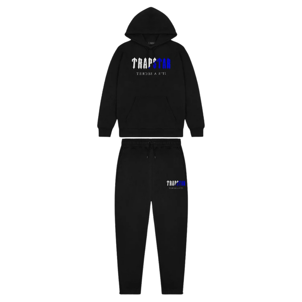 TRAPSTAR DECODED CHENILLE HOODED TRACKSUIT - BLACK ICE EDITION