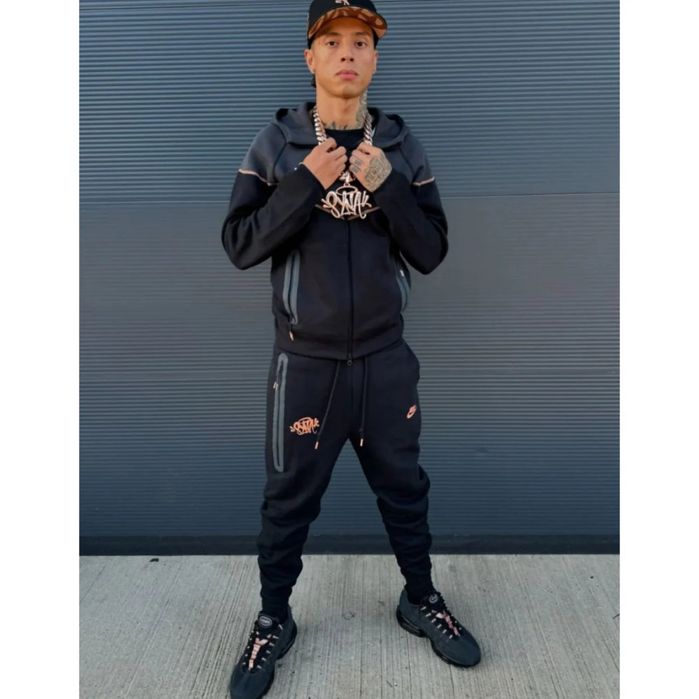 Nike x Central Cee Tech Fleece Full Zip Hoodie 'Black/Metallic Red Bronze'