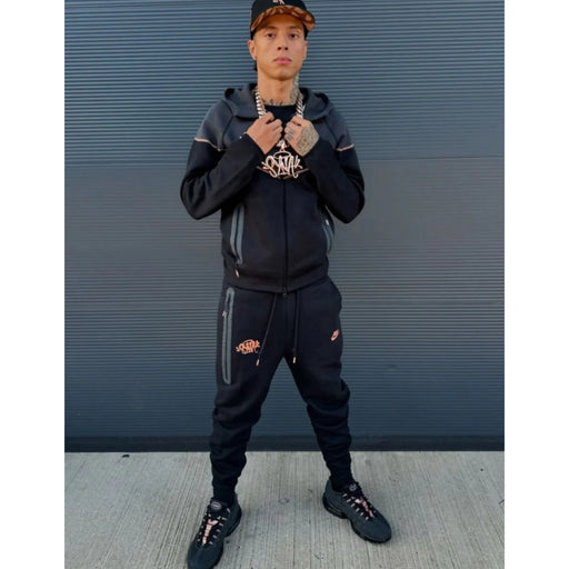 Nike x Central Cee Tech Fleece Full Zip Hoodie 'Black/Metallic Red Bronze'