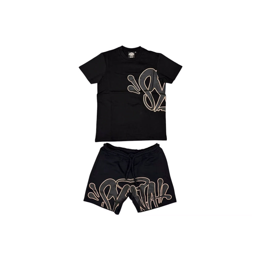 SYNA WORLD T-SHIRT & SHORTS LOGO SET - BLACK / ROSE GOLD