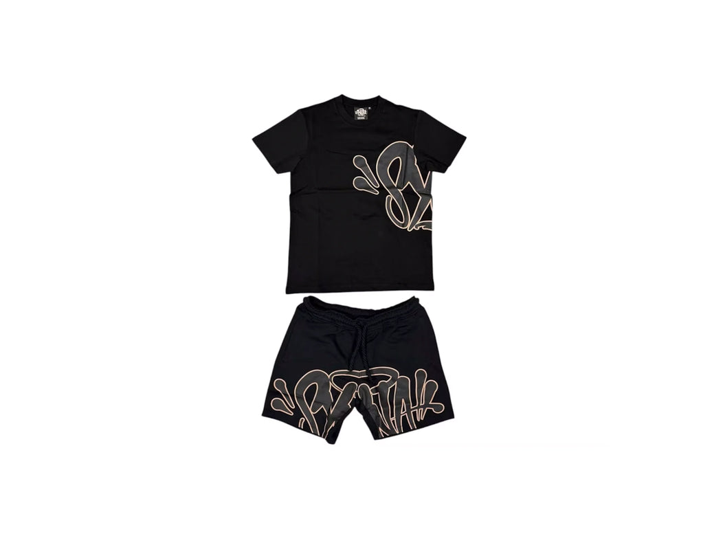 SYNA WORLD T-SHIRT & SHORTS LOGO SET - BLACK / ROSE GOLD