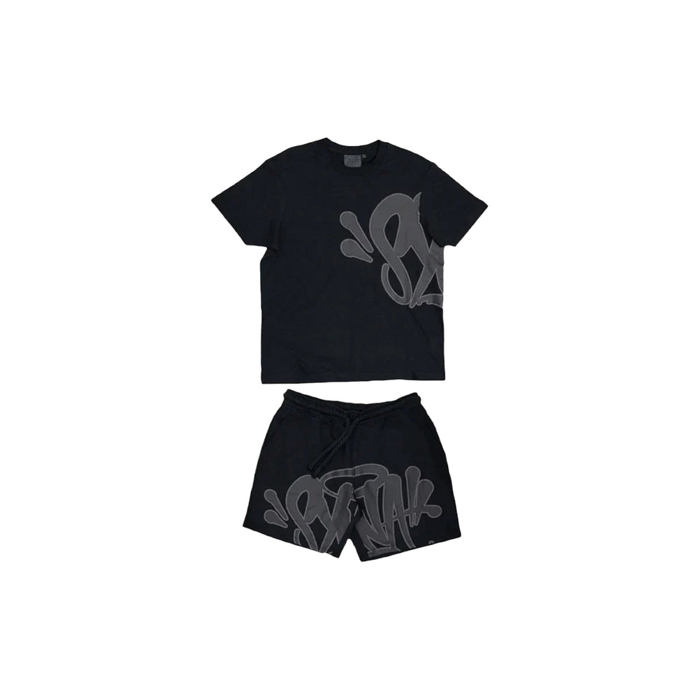 SYNA WORLD T-SHIRT & SHORTS LOGO SET - BLACK / GREY